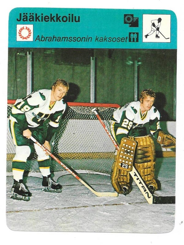 1979 Finnish Concert Hall Sportcaster #1031 Christer & Thommie Abrahansson , New England Whalers  & Sweden