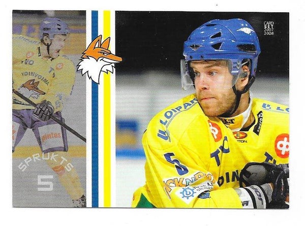 2007-08 Finnish Cardset #275 Janis Sprukts Lukko , Dinamo Riga , Latvia