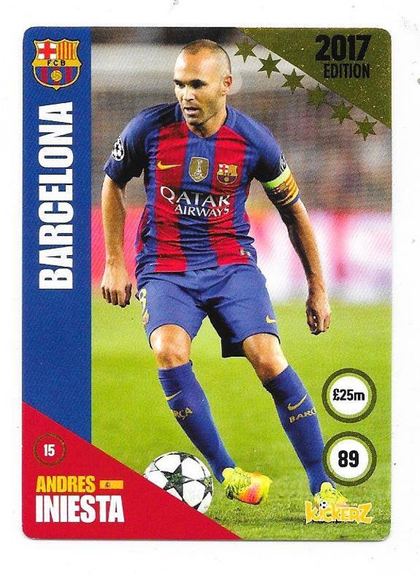 2016-17 Swedish Kickerz Goldstar # Andres Iniesta  FC Barcelona , Spain