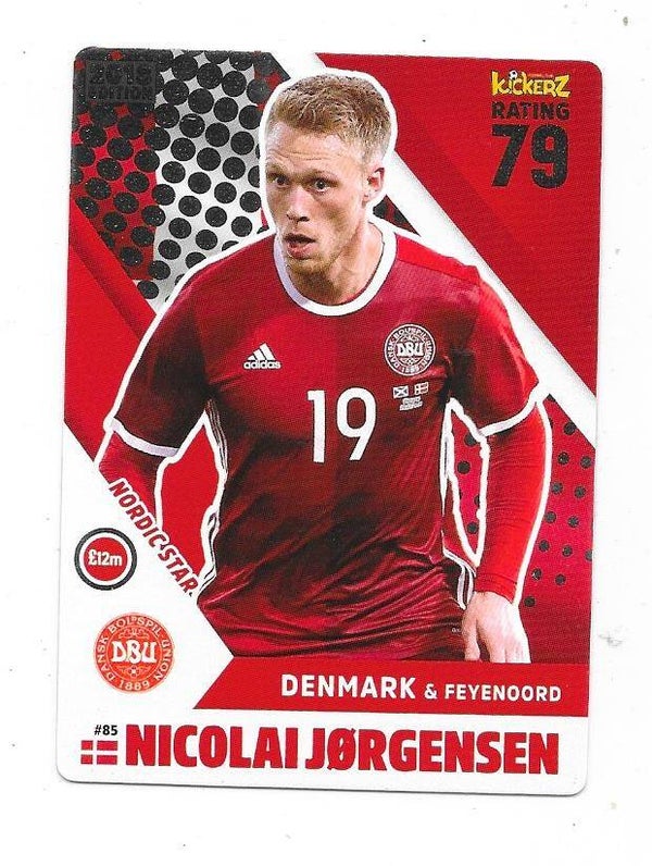 2017-18 Swedish Kickerz Silverstar #85 Nicolai Jørgensen Denmark , Feyenoord