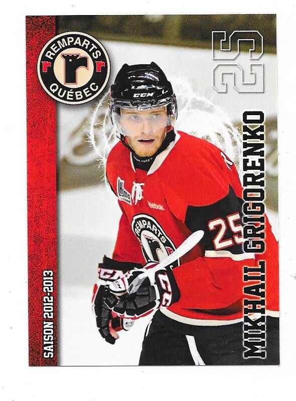 2012-13 Quebec Remparts Teamissued #25 Mikhail Grigorenko  , Traktor Chelyabinsk