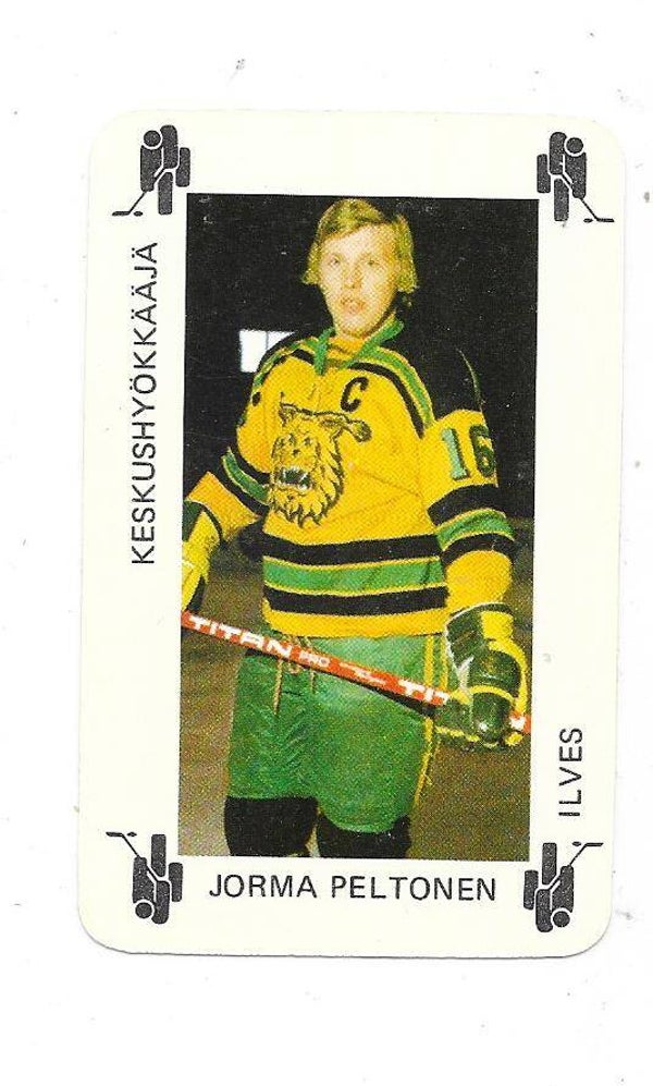 1974-75 Finnish Typotor Ice Hockey Card # Jorma Peltonen , Ilves Tampere & EV Zug