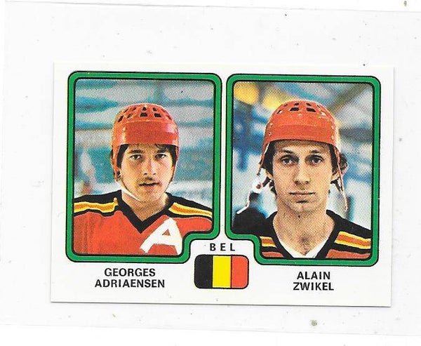 1979 Swedish Panini World Championship Ice Hockey Stickers #340 Georges Adriansen & Alain Zwikel , Belgium