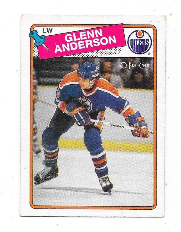 1988-89 OPC NHL Ice Hockey Card #189 Glenn Anderson , Edmonton Oilers