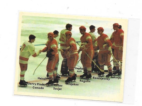 1970 Swedish Cumulus Mästar Serie Ice Hockey Card # Gerry Pinder , Ken Dryden & Anatoli Firsov & Alexander Ragulin