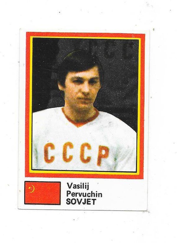 1981 Swedish Semic 81 Ice Hockey Sticker #42 Vasily Pervuchin , CCCP  , Soviet Union