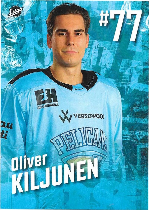 2023-24 Finnish Pelicans Teamissued Ice Hockey Card #77 Oliver Kiljunen ,  Herning Blue Fox