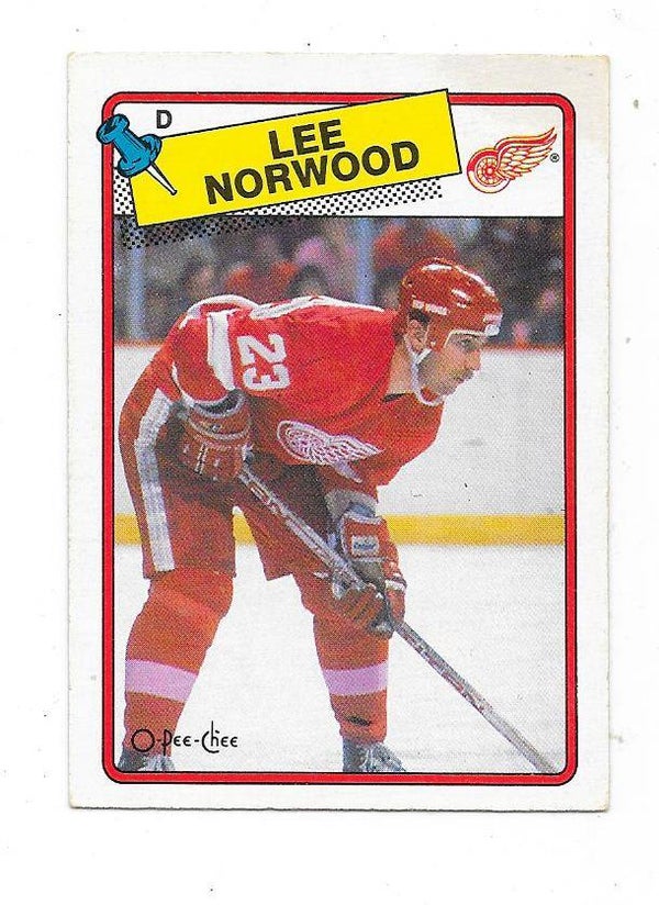 1988-89 OPC NHL Ice Hockey Card #240 Lee Norwood , Detroit Red Wings RC