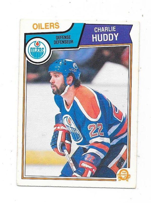 1983-84 OPC NHL Ice Hockey Card #30 Charlie Huddy , Edmonton Oilers RC