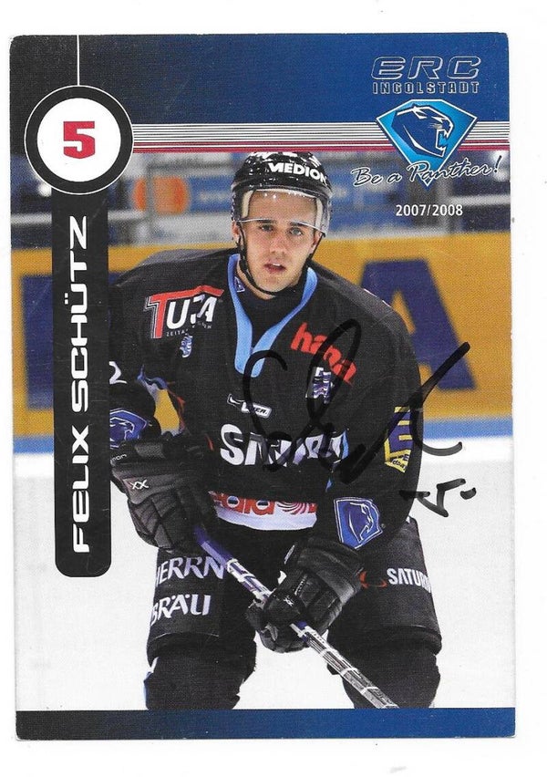 2007-08 German ERC Ingolstadt Autographed Teamissued Card #5 Felix Schütz , Saint John Sea Dogs
