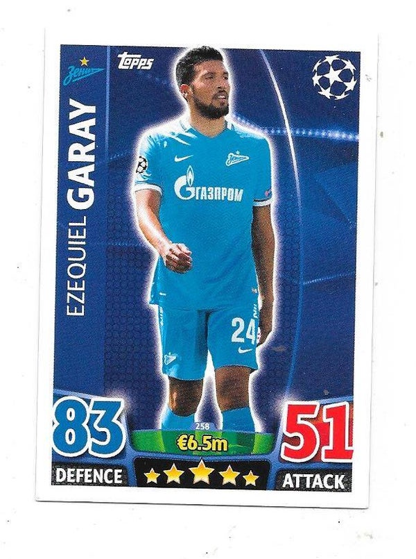2015-16 Topps Match Attax Champions League Football card  #258 Ezequiel Garay , Zenith ST Petersburg