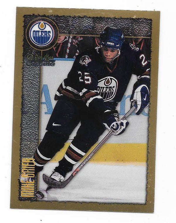 1998-99 OPC Chrome NHL Ice Hockey card #31 Mike Grier , Edmonton Oilers