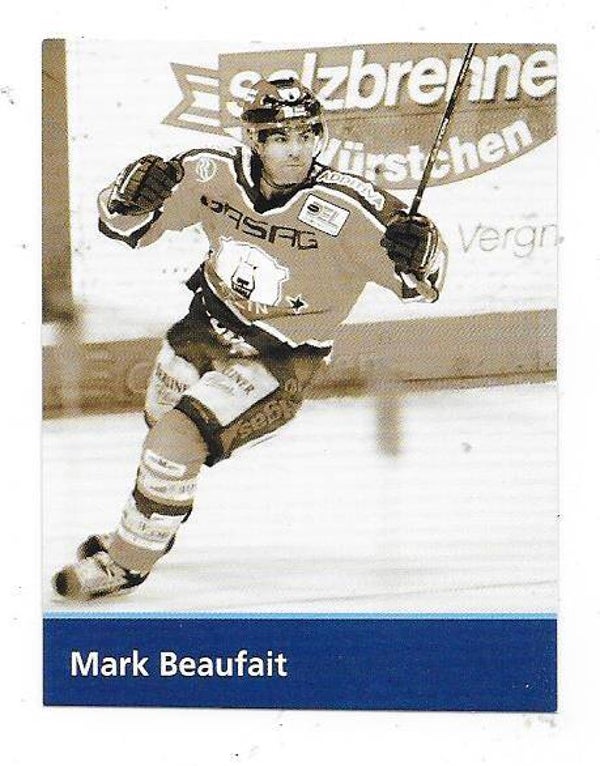 2009-10 German Eisbären Berlin Teamissued Ice Hockey Card Legends # Mark Beaufait ,  Northern Michigan Univ.
