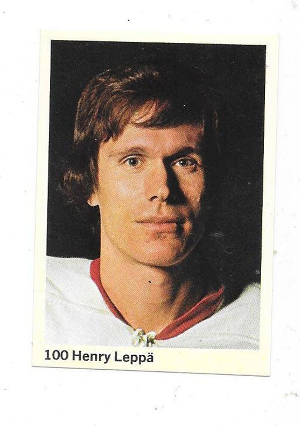 1974-75 Swedish Williams Ice Hockey Card #100 Henry Leppä , Finland & Jokerit