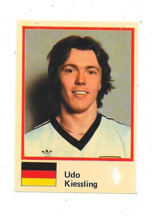 1982 Finnish Semic WC Ice Hockey Sticker #105 Udo Kießling , West Germany & Düsseldorfer EG