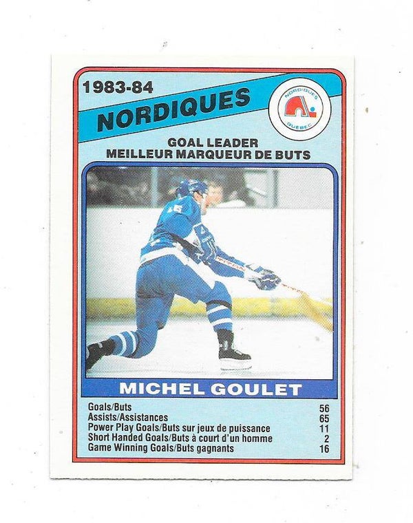 1984-85 OPC NHL Ice Hockey Card #366 Michel Goulet , Quebec Nordiques