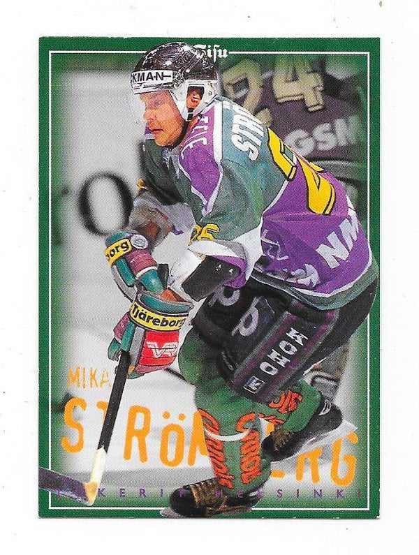 1996-97 Finnish SISU Ice Hockey Card #42 Mika Strömberg , Jokerit Helsinki & EHC Chur