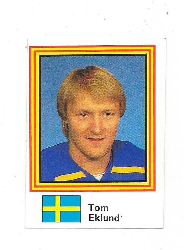1983 Swedish Semic WC Ice Hockey Sticker #25 Tom Eklund , Sweden