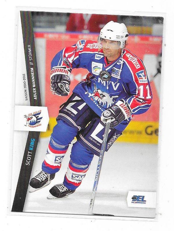 2010-11 German DEL Ice Hockey Card #204 Scott King , Adler Mannheim , Boston University