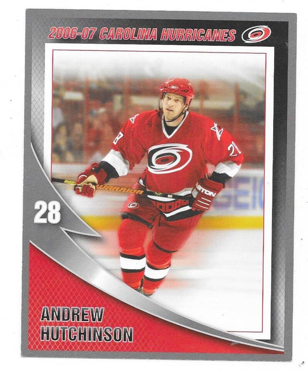 2006-07 Carolina Hurricanes Teamissued NHL Ice Hockey Card #28 Andrew Hutchinson , Michigan State Univ.
