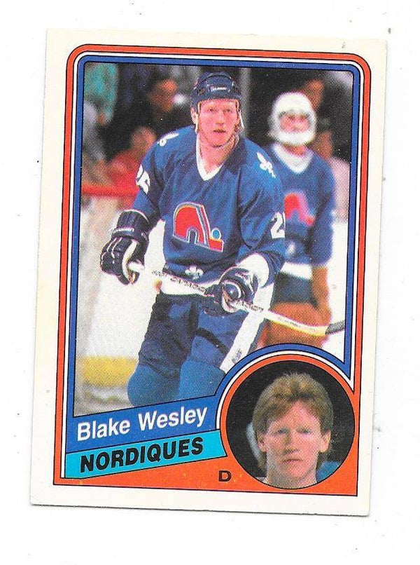 1984-85 OPC NHL Ice Hockey Card #294 Blake Wesley , Quebec Nordiques