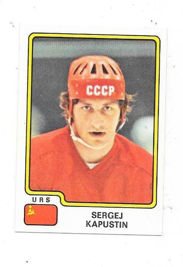 1979 Panini WC Ice Hockey Sticker #153 Sergei Kapustin , CCCP & CSKA Moscow