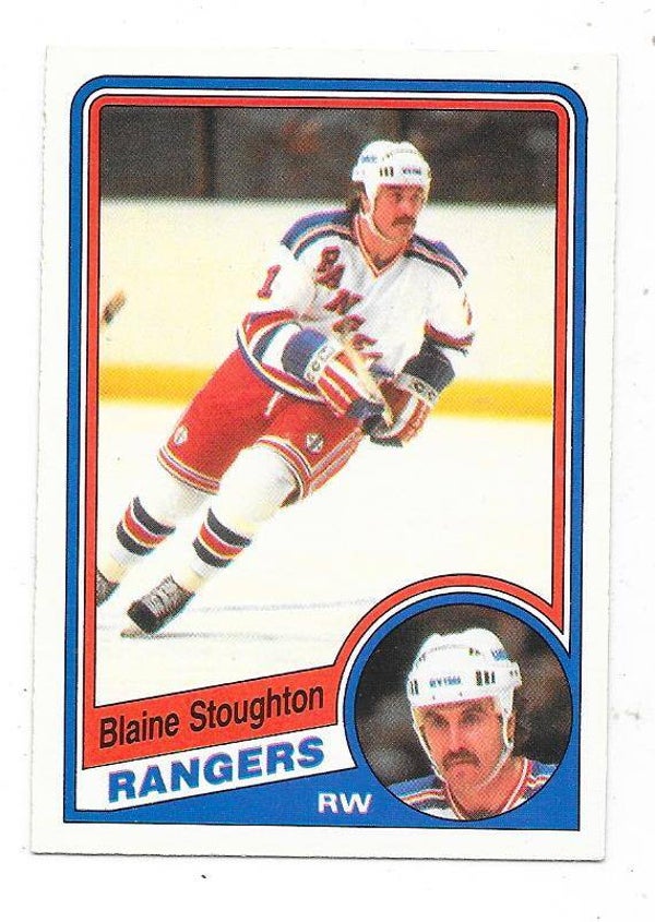 1984-85 OPC NHL Ice Hockey Card #154 Blaine Stoughton , New York Rangers