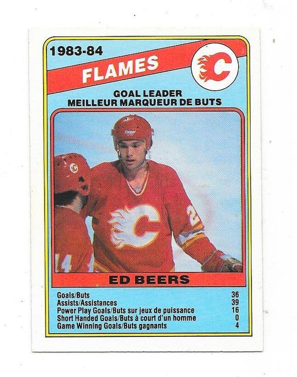 1984-85 OPC NHL Ice Hockey Card #354 Ed Beers , Calgary Flames