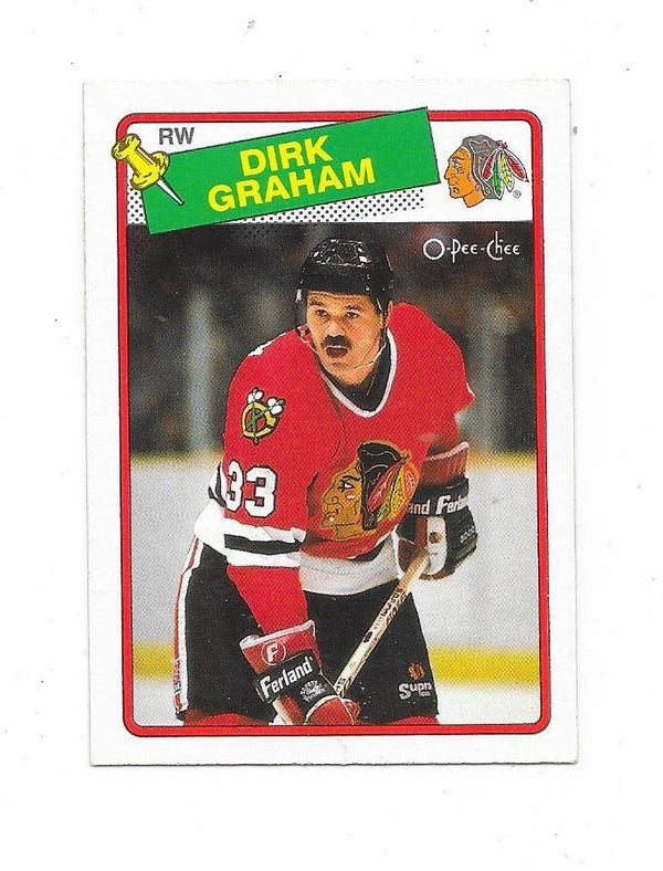 1988-89 OPC NHL Ice Hockey Card #135 Dirk Graham , Chicago Blackhawks