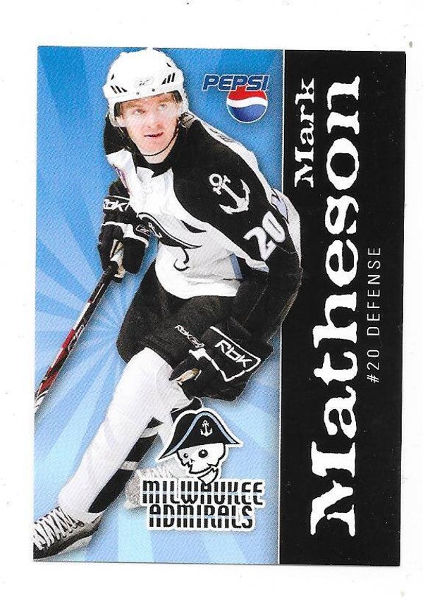 2007-08 Milwaukee Admirals Teamissued #20 Mark Matheson , Nottingham Panthers