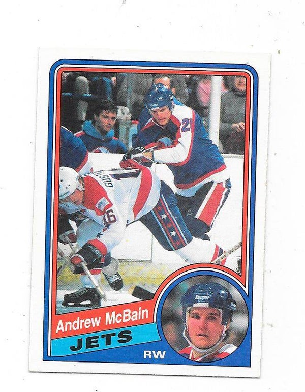 1984-85 OPC NHL Ice Hockey Card #343 Andrew McBain , Winnipeg Jets RC