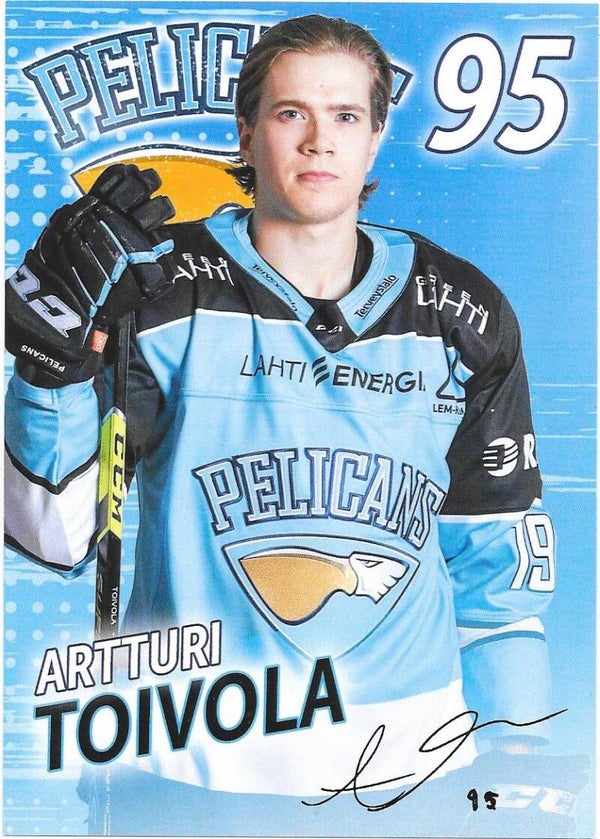 2020-21 Finnish Pelicans Teamissued #95 Artturi Toivola , Herning Blue Fox