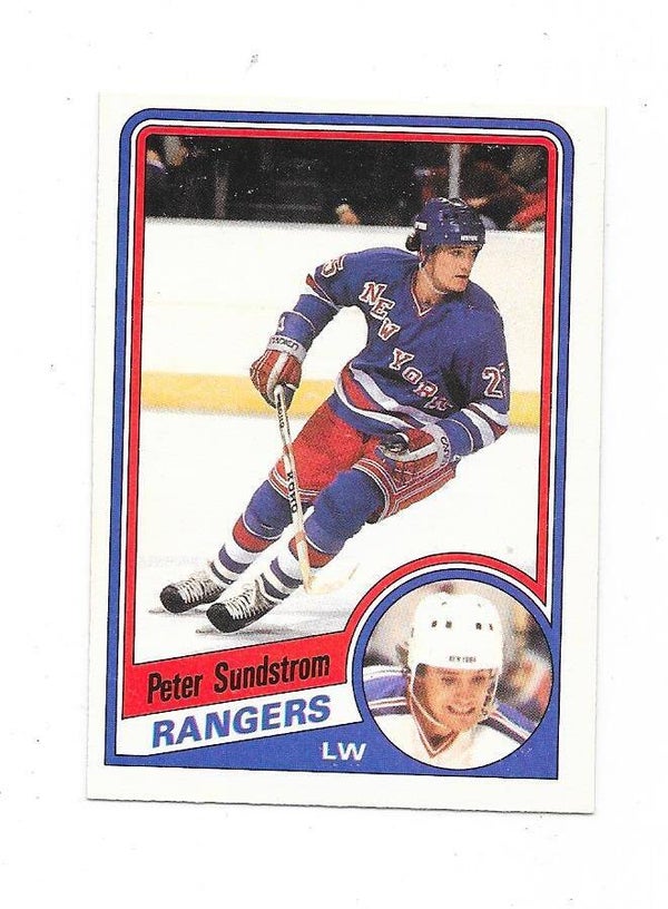 1984-85 OPC  NHL Ice Hockey Card #155 Peter Sundström , New York Rangers RC