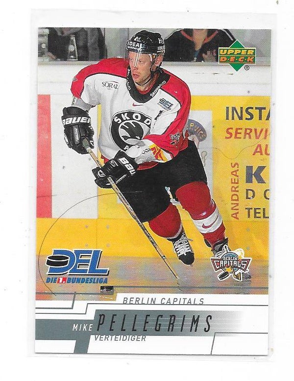 2000-01 German DEL Ice Hockey card #227 Mike Pellegrims , Berlin Capitals , Olympia Heist op den Berg