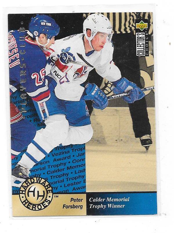 1995-96 UD Collector`s Choice Players Club Paraller #391 Peter Forsberg , Quebec Nordiques