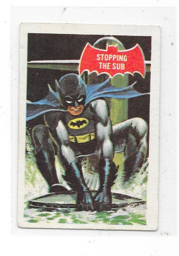 1966 Topps Batman Trading Card #38A Stopping the Sub