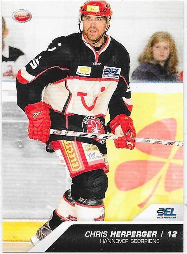2009-10 DEL Ice Hockey card #207 Chris Herpenger , Hannover Scorpions , Seattle Thunderbirds , Chicago Blackhawks