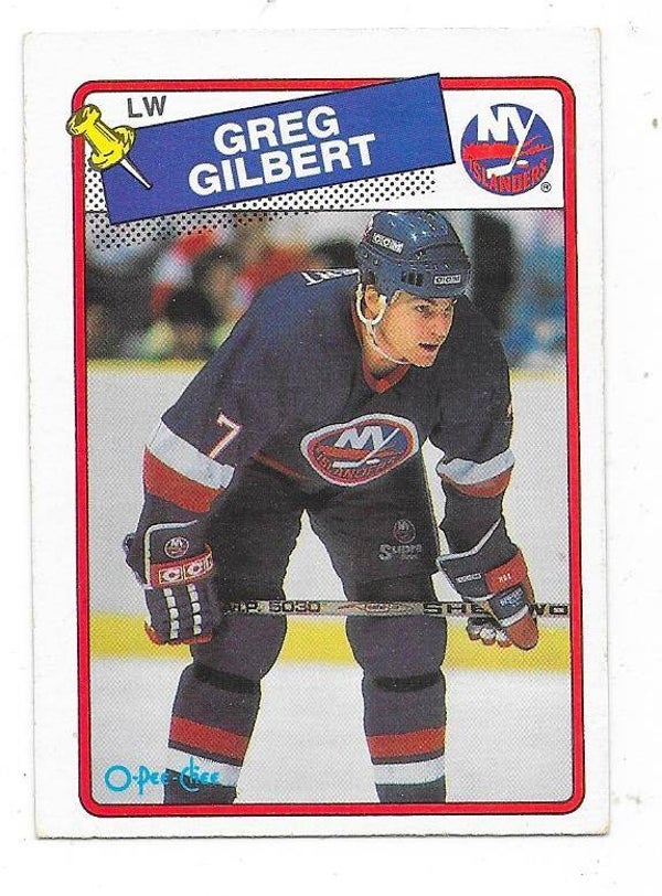 1988-89 OPC NHL Ice Hockey Card #83 Greg Gilbert , New York Islanders
