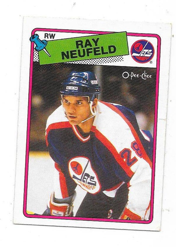 1988-89 OPC NHL Ice Hockey Card #239 Ray Neufeld , Winnipeg Jets