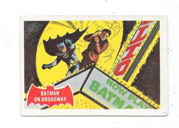 1966 Topps Batman Trading Card #44A Batman on Broadway