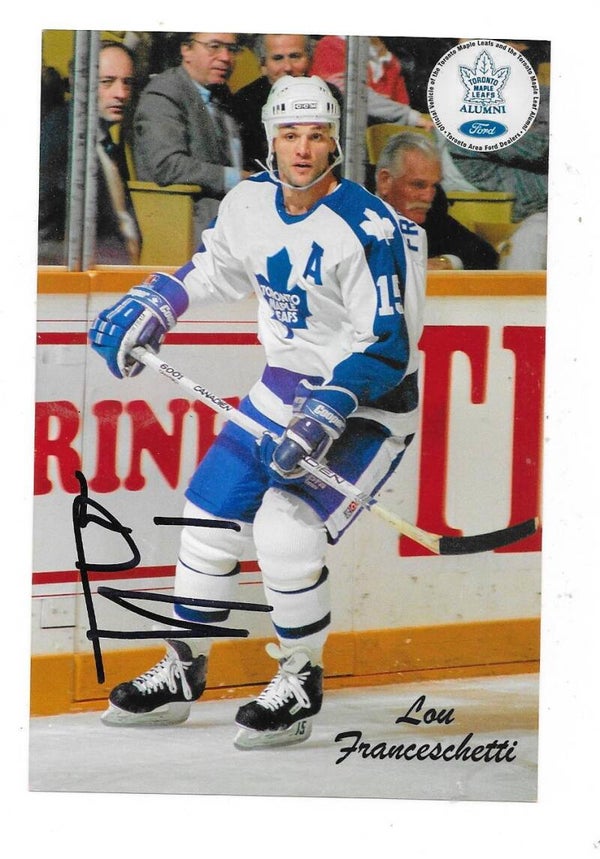 Toronto Maple Leafs Teamissued autographed NHL Ice Hockey Card # 15 Lou Franceschetti , Niagara Falls Flyers