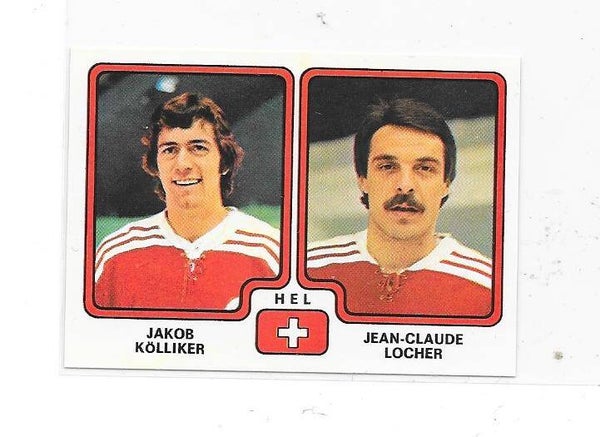 1979 Panini World Championship  Ice Hockey Sticker #260 Jakob Kölliker & Jean-Claude Locher , Switzerland