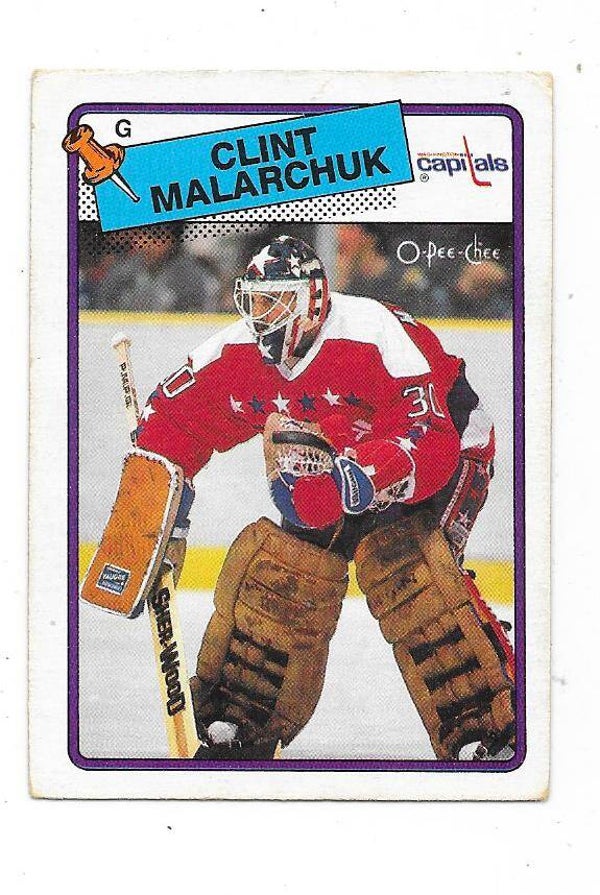 1988-89 OPC NHL Ice Hockey Card #25 Clint Malarchuk , Washington Capitals