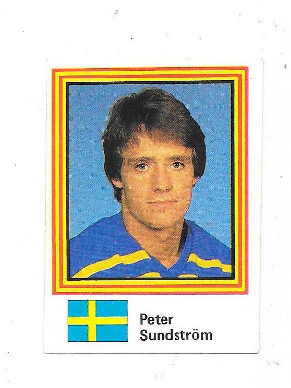 1983 Swedish Semic WC Ice Hockey Sticker #16 Peter Sundström , Sweden & New Jersey Devils