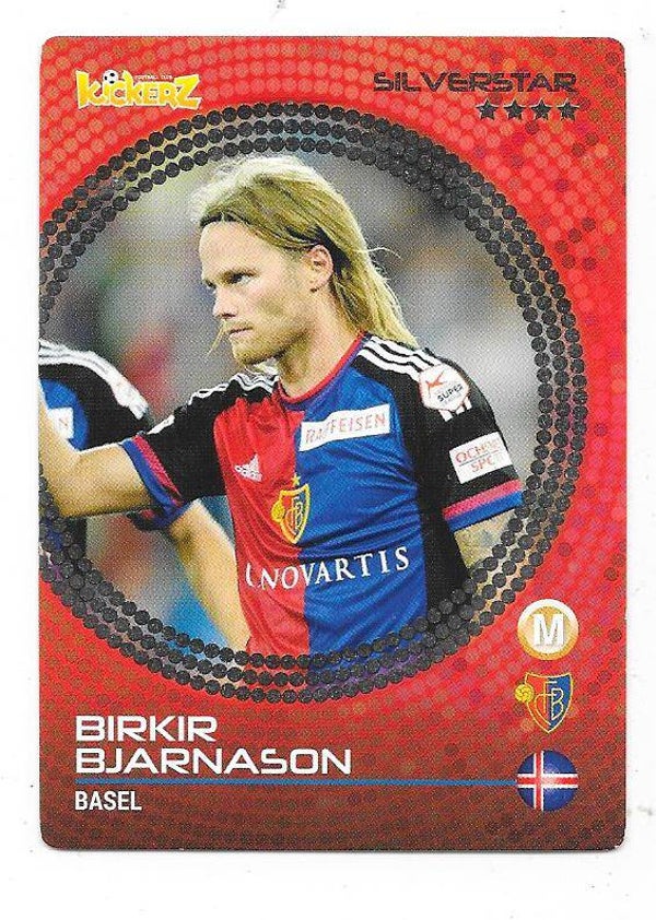 2015-16 Swedish Kickerz Silverstars Football Card # Birkir Bjarnason , FC Basel & Iceland