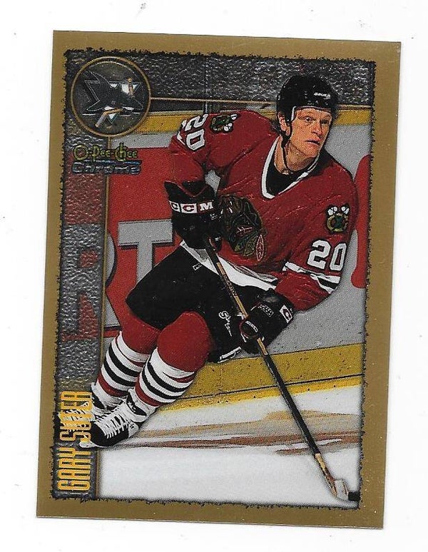 1998-99 OPC Chrome NHL Ice Hockey card #26 Gary Suter , Chicago Blackhawks