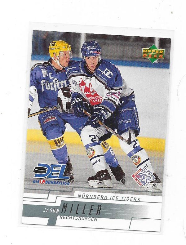 2001-02 German DEL Upper Deck Ice Hockey Card #192 Jason Miller , Nürnberg Ice Tigers , Medicine Hat Tigers