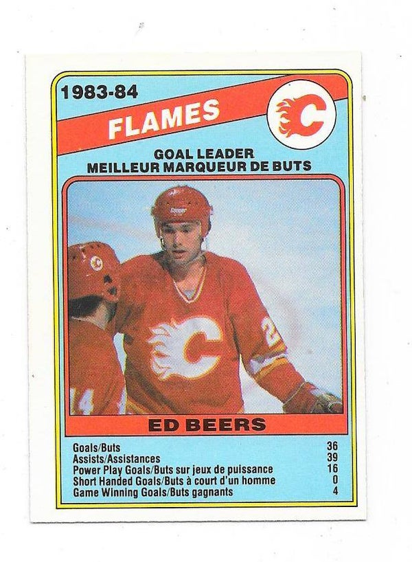 1984-85 OPC NHL Ice Hockey Card #354 Ed Beers , Calgary Flames