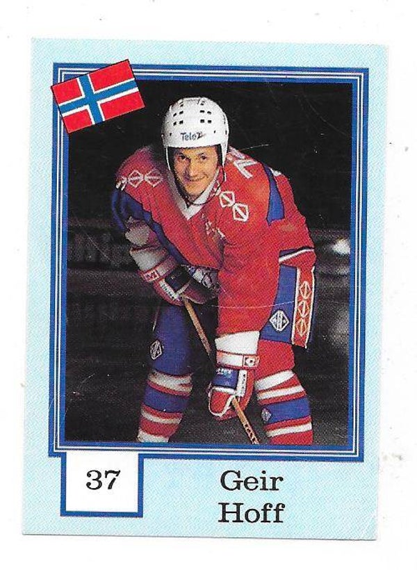 1992 Finnish Semic WC Ice Hockey Sticker #37 Geir Hoff , Norway & Furuset