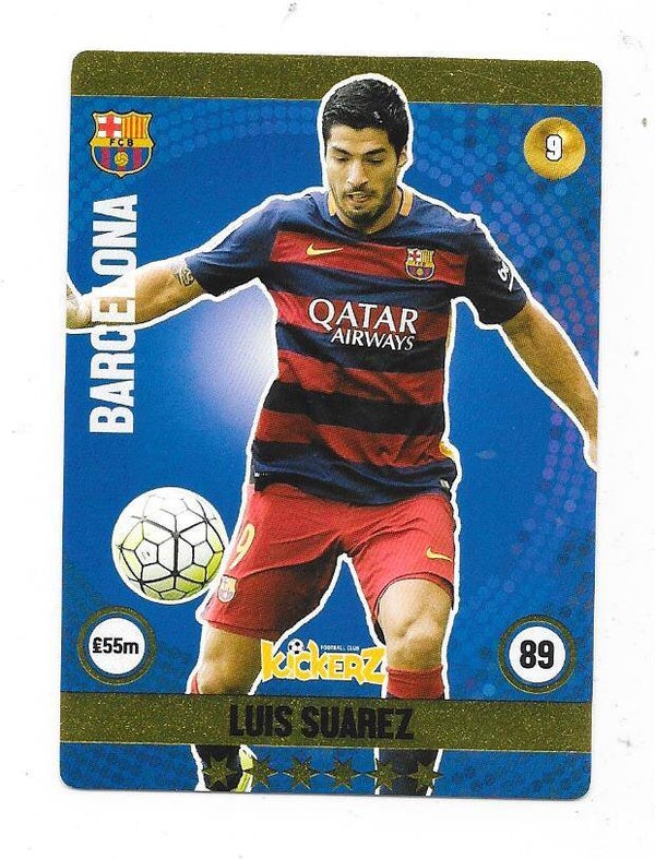2015-15 Swedish Kickerz Goldstar Football Card # Luis Suarez , FC Barcelona & Uruguay